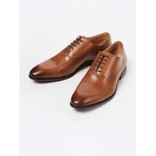 Men Tan Brown Solid Leather Formal Oxfords